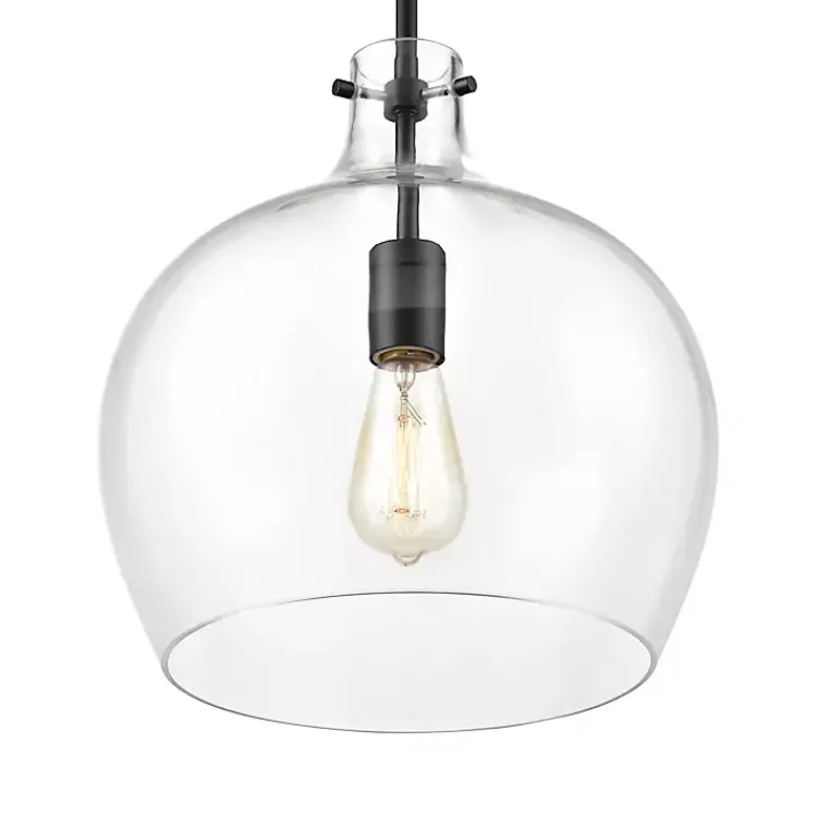 Chandeliers & Pendant Lighting-Kirklands Home Black Glass Globe Pendant Light