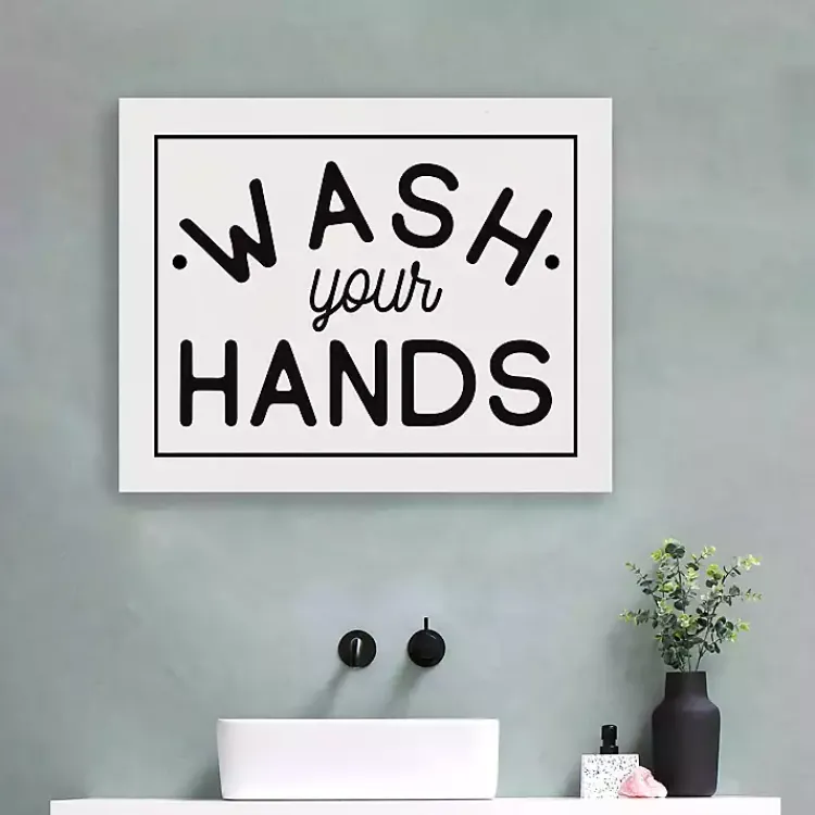 Wall Quotes & Signs-Kirklands Home Wash Your Hands Giclee Canvas Art Print, 20x16 in.