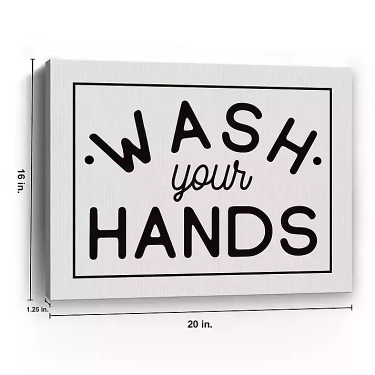 Wall Quotes & Signs-Kirklands Home Wash Your Hands Giclee Canvas Art Print, 20x16 in.