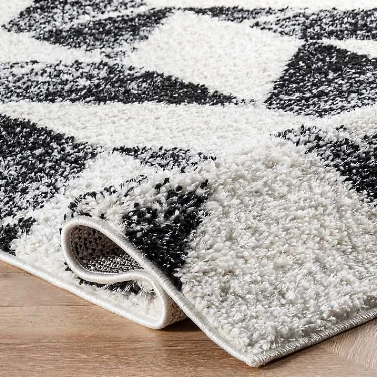 Area Rugs-Kirklands Home Black Herringbone Shag Area Rug, 9x12
