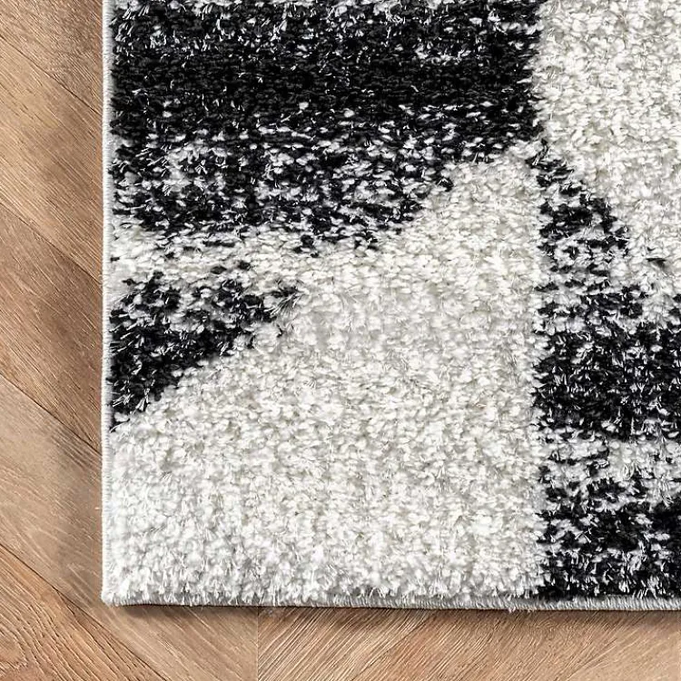 Area Rugs-Kirklands Home Black Herringbone Shag Area Rug, 9x12