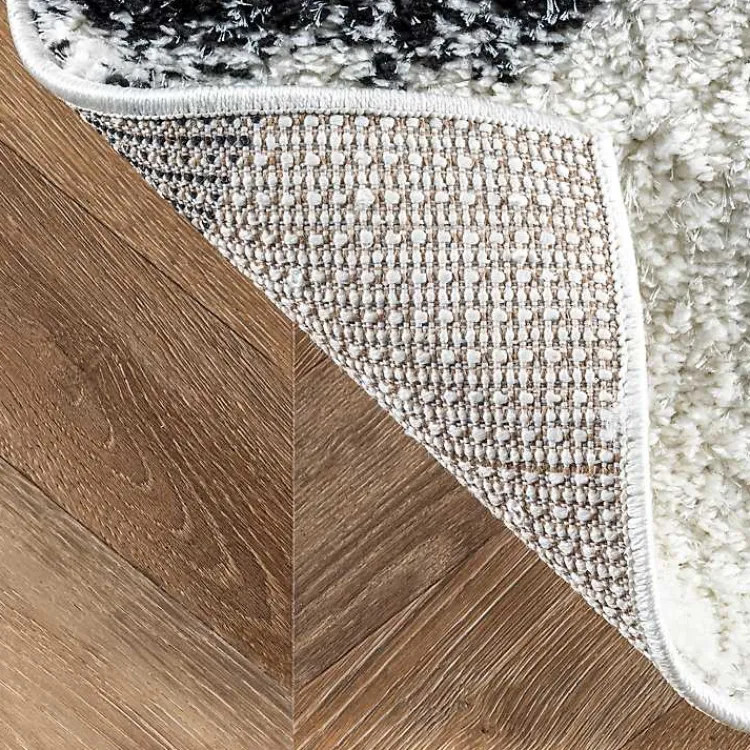 Area Rugs-Kirklands Home Black Herringbone Shag Area Rug, 9x12