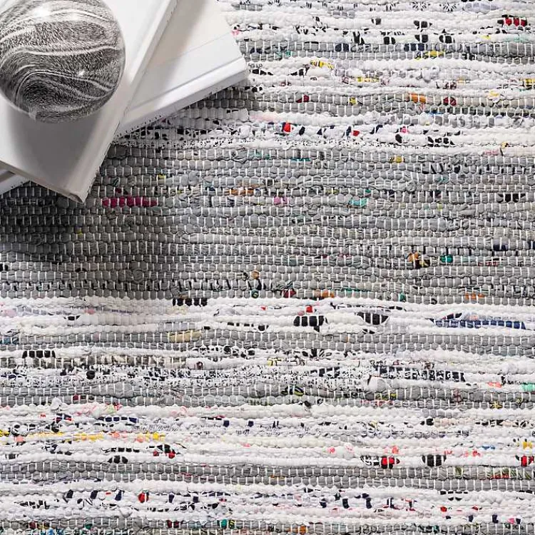 Area Rugs-Kirklands Home Gray Mottled Stripe Tassel Area Rug, 8x10