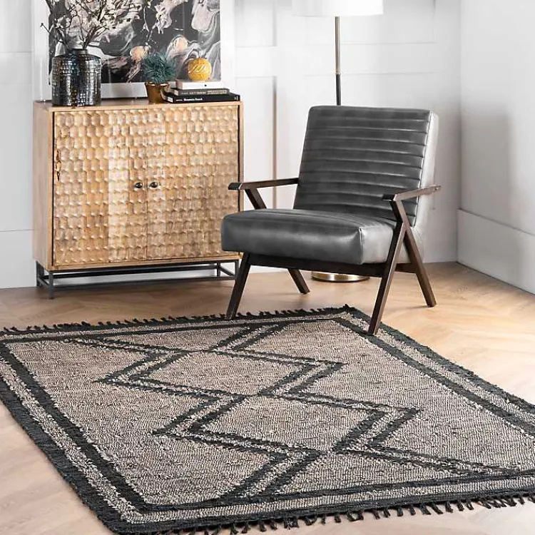 Area Rugs-Kirklands Home Natural Leather Flatweave ZigZag Area Rug, 8x10