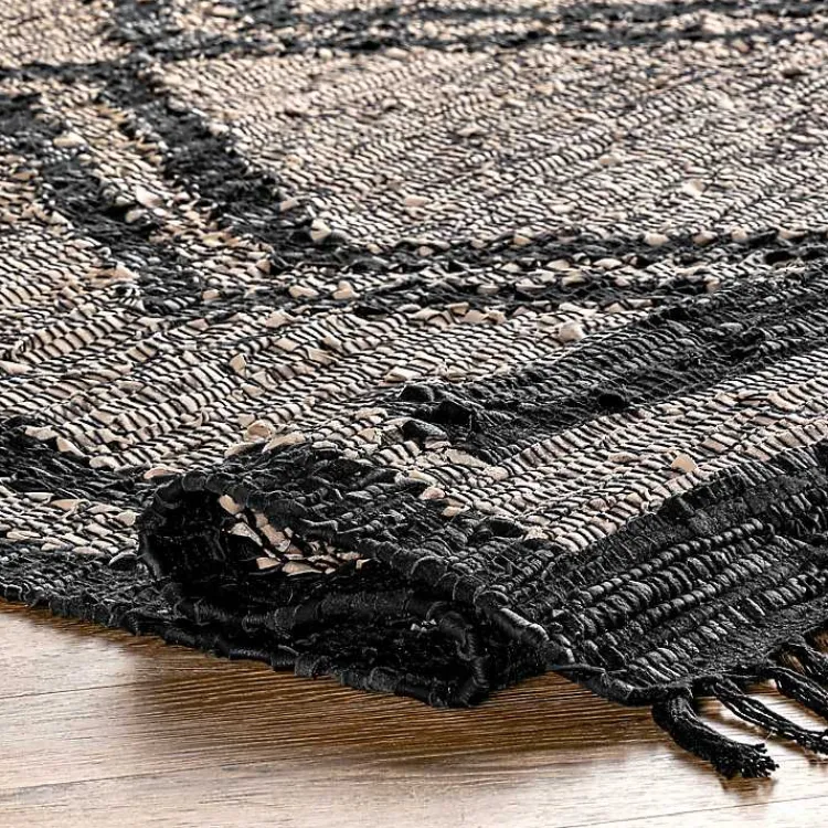 Area Rugs-Kirklands Home Natural Leather Flatweave ZigZag Area Rug, 8x10