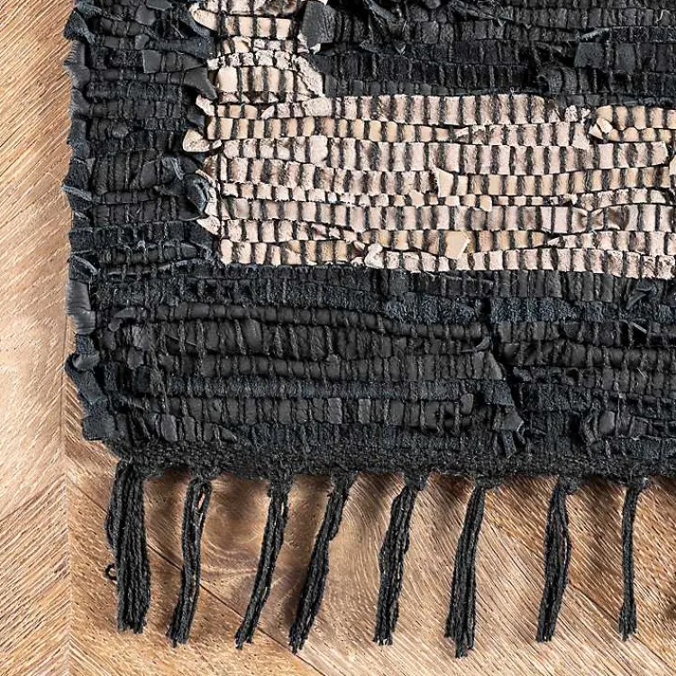 Area Rugs-Kirklands Home Natural Leather Flatweave ZigZag Area Rug, 8x10