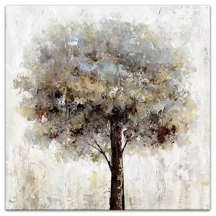 Canvas Art-Kirklands Home Neutral Painted Tree Square Canvas Art Print Tan