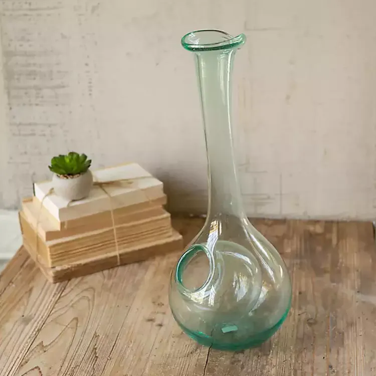Barware-Kirklands Home Glass Wine Decanter with Ice Pocket Green
