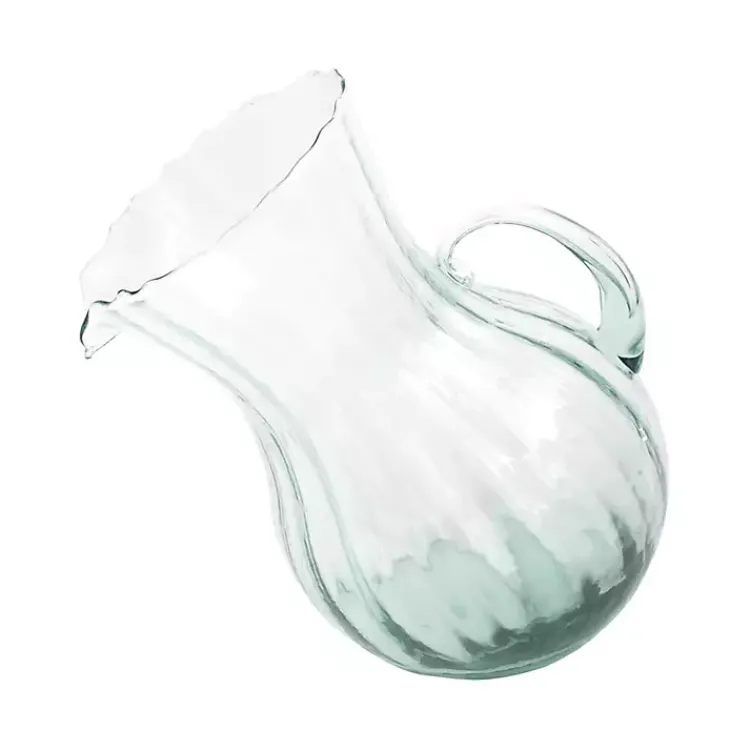 Serving & Entertaining-Kirklands Home Tilted Ribbed Glass Pitcher Clear