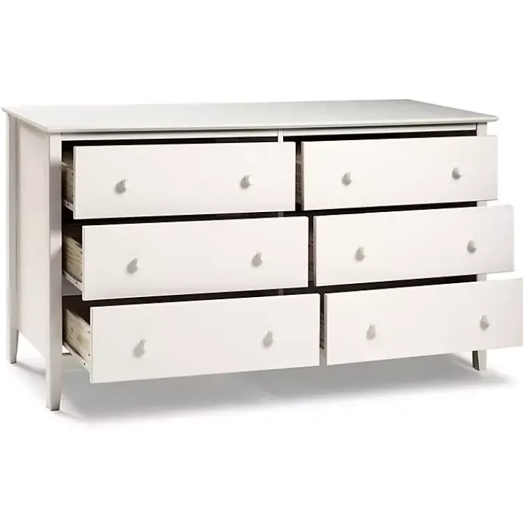 Dressers & Chests-Kirklands Home Brazilian Pine Wood 6-Drawer Dresser White