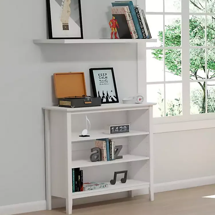 Bookshelves-Kirklands Home Brazilian Pine Wood Short Bookshelf White