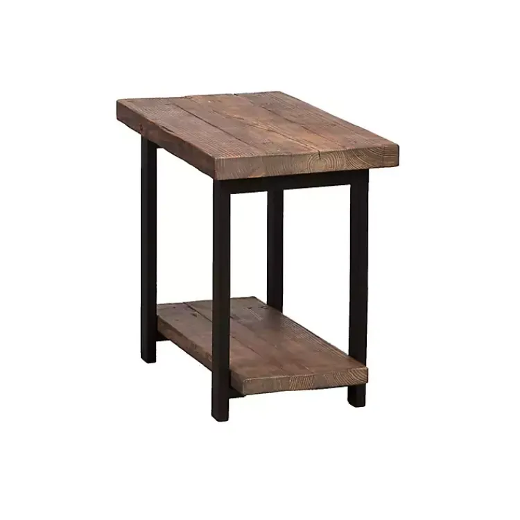 Accent & End Tables-Kirklands Home Pine Wood and Metal Accent Table Brown