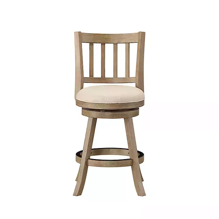 Bar Stools & Counter Height Stools-Kirklands Home Linen Slat Back Swivel Counter Stool Ivory