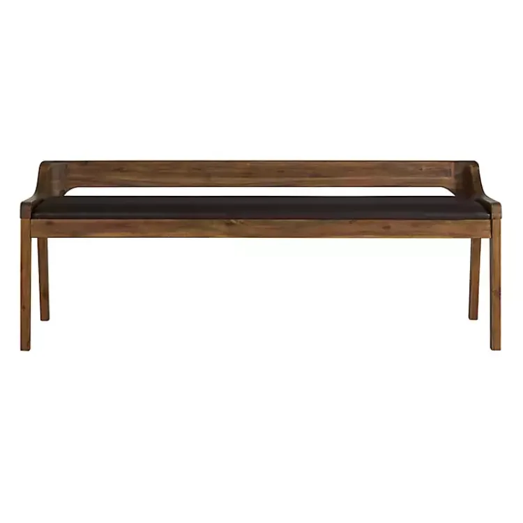 Benches & Ottomans-Kirklands Home Chestnut Acacia Wood Cushioned Bench Brown