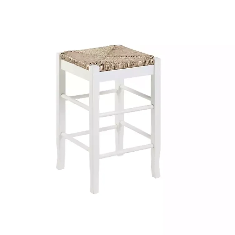 Bar Stools & Counter Height Stools-Kirklands Home Cream Handwoven Counter Stool White