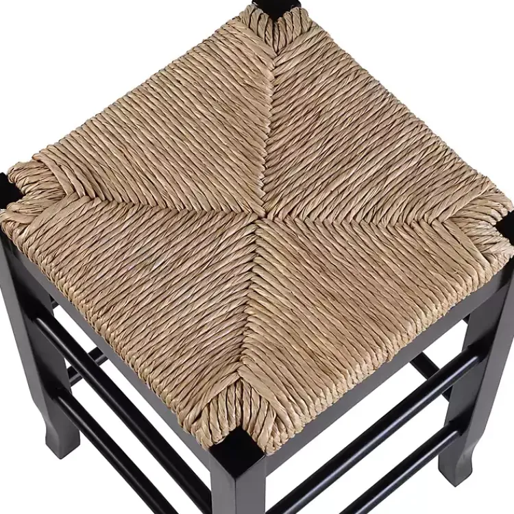 Bar Stools & Counter Height Stools-Kirklands Home Wood and Woven Rush Counter Stool Black