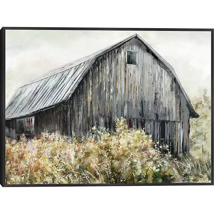 Canvas Art-Kirklands Home Wildflower Barn Framed Canvas Art Print, 40x30 in. Gray