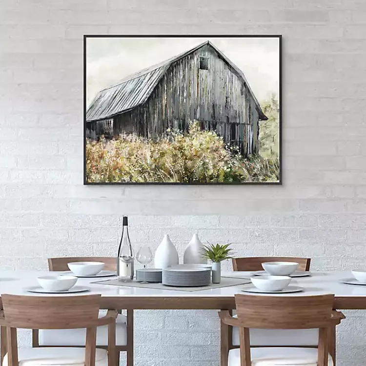 Canvas Art-Kirklands Home Wildflower Barn Framed Canvas Art Print, 40x30 in. Gray