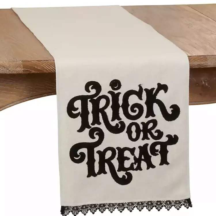 Table Linens-Kirklands Home Trick Or Treat Pom Pom Halloween Table Runner