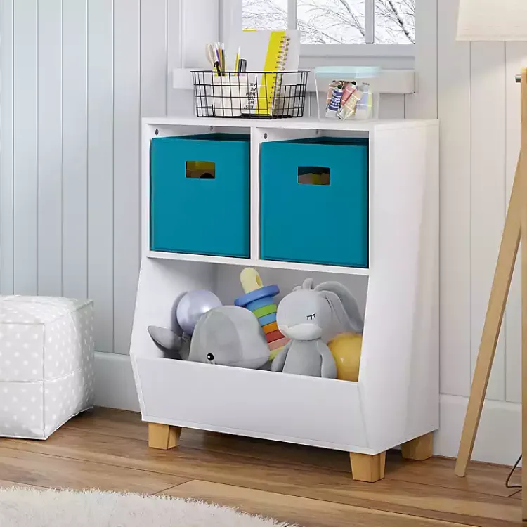 Bookshelves-Kirklands Home White Pine Catch-All Toy Organizer with Cubbies