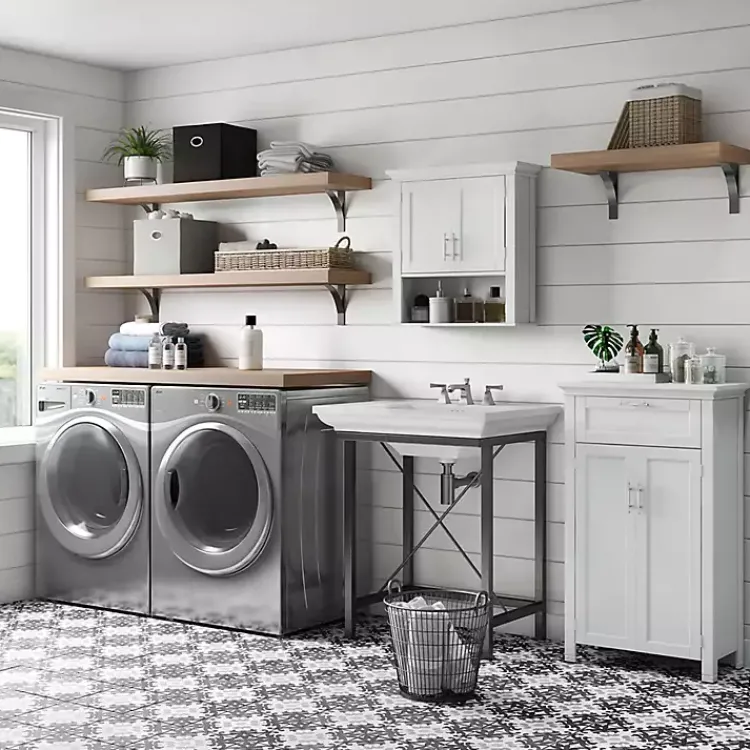 Cabinets & Sideboards-Kirklands Home Two-Door Top Shelf Cabinet White