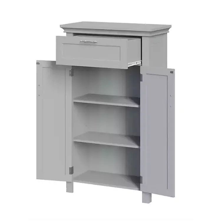 Cabinets & Sideboards-Kirklands Home Two-Door Top Shelf Cabinet Gray