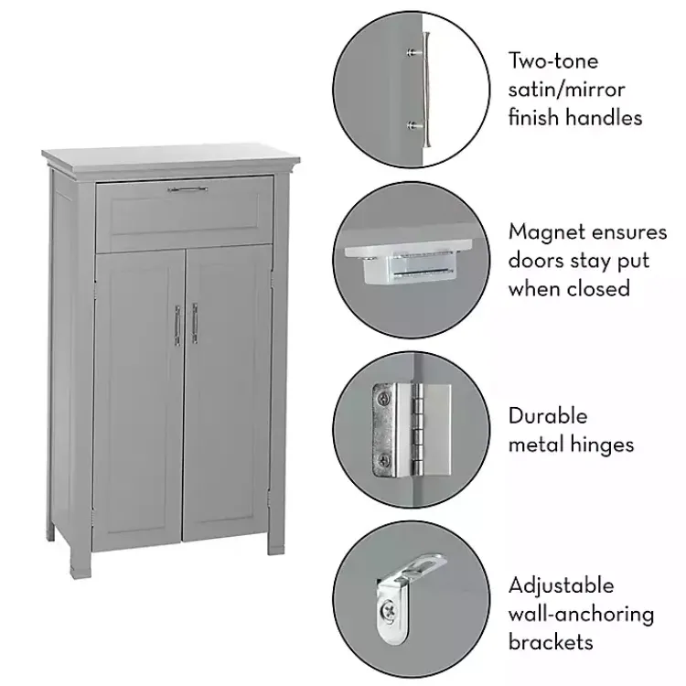 Cabinets & Sideboards-Kirklands Home Two-Door Top Shelf Cabinet Gray