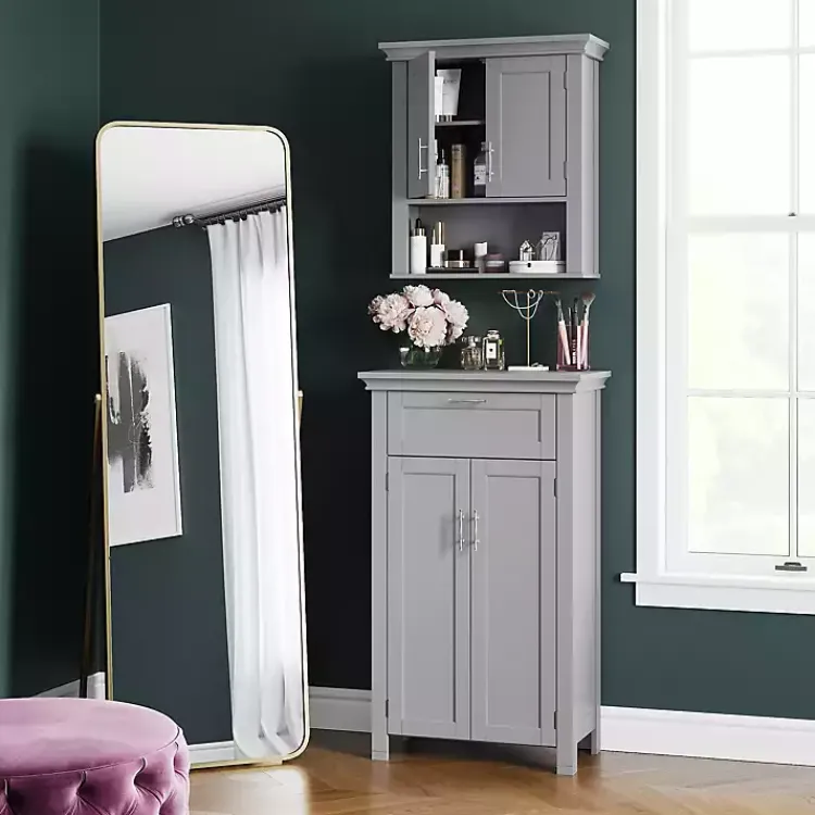 Cabinets & Sideboards-Kirklands Home Two-Door Top Shelf Cabinet Gray