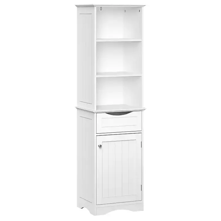 Cabinets & Sideboards-Kirklands Home Tall Open Shelves Cabinet White