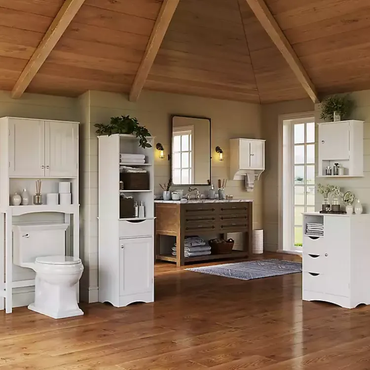 Cabinets & Sideboards-Kirklands Home Tall Open Shelves Cabinet White