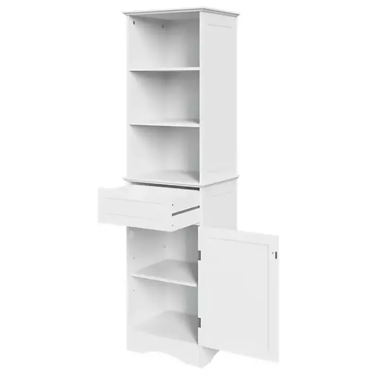 Cabinets & Sideboards-Kirklands Home Tall Open Shelves Cabinet White
