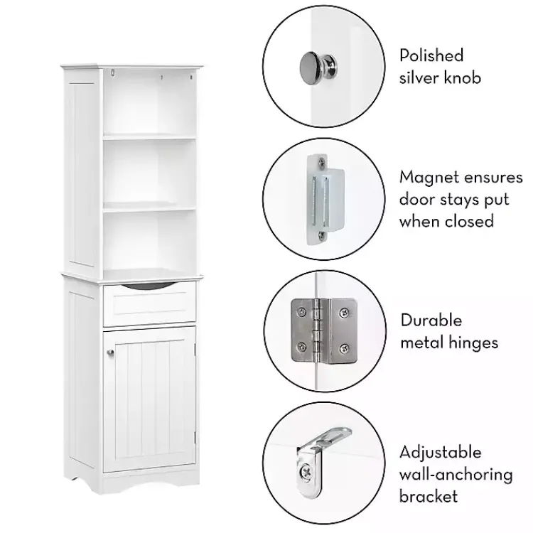Cabinets & Sideboards-Kirklands Home Tall Open Shelves Cabinet White