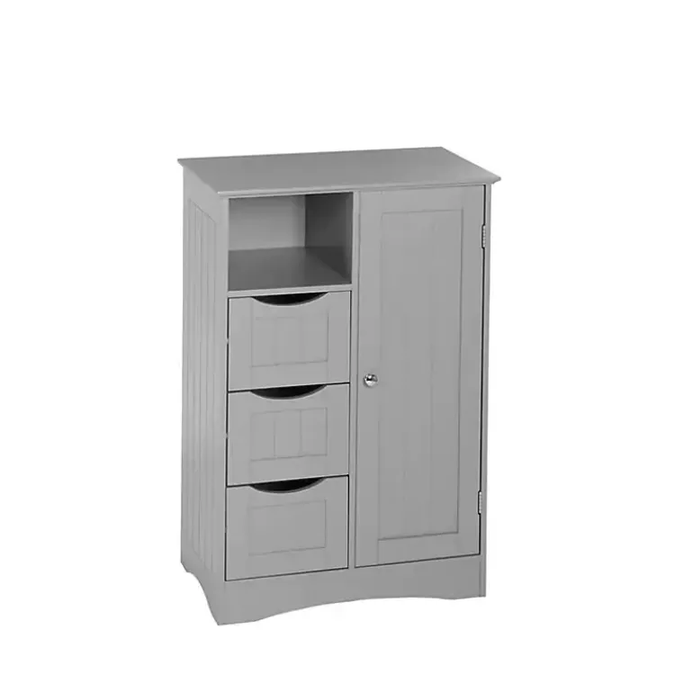Cabinets & Sideboards-Kirklands Home Single Door 3-Drawer Cabinet Gray