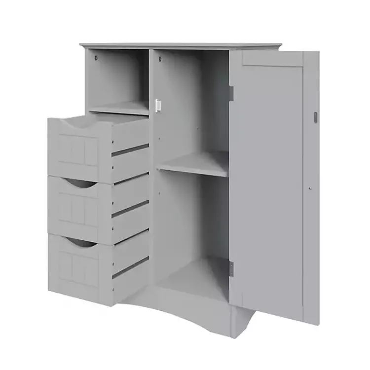 Cabinets & Sideboards-Kirklands Home Single Door 3-Drawer Cabinet Gray