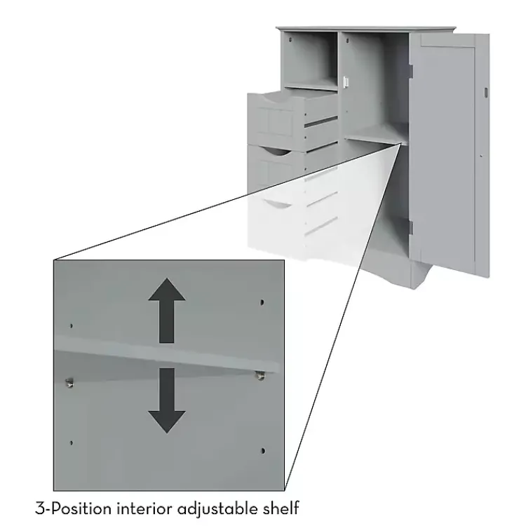 Cabinets & Sideboards-Kirklands Home Single Door 3-Drawer Cabinet Gray