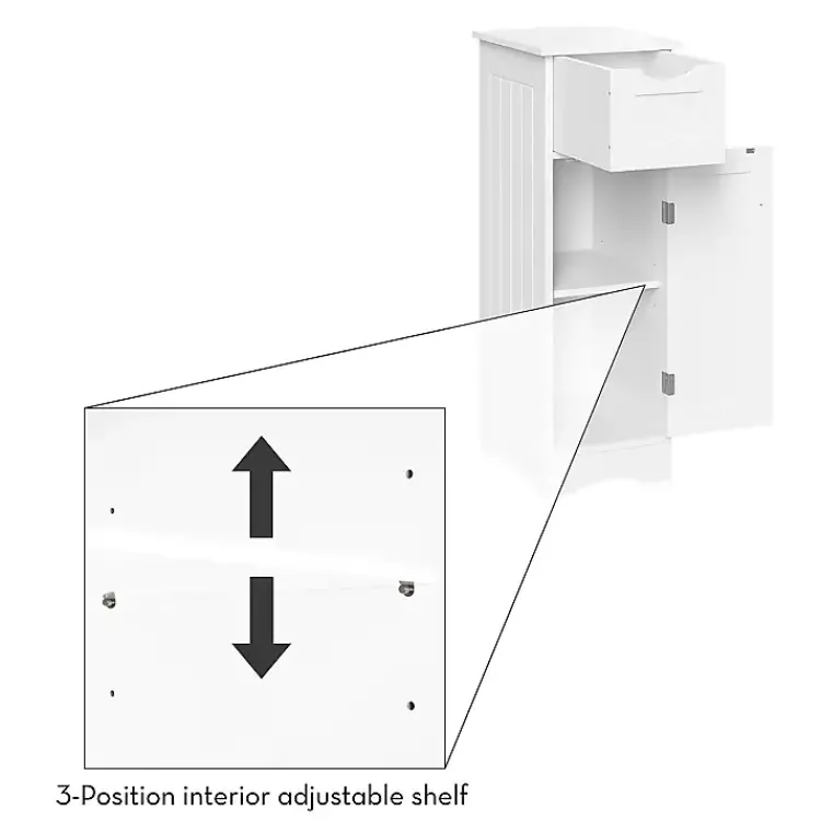 Bathroom Furniture-Kirklands Home Slim Single Door Cabinet with Drawer White