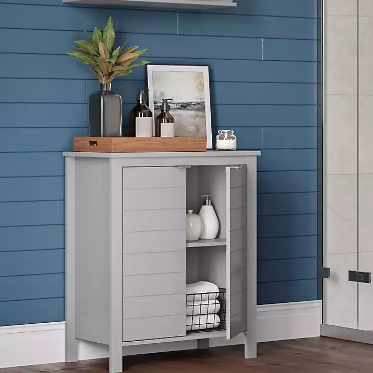 Bathroom Furniture-Kirklands Home 2-Door Floor Cabinet Gray