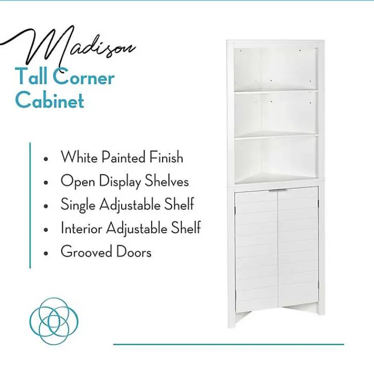 Cabinets & Sideboards-Kirklands Home Open Shelf Corner Cabinet White