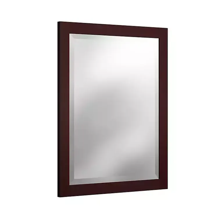 Framed Mirrors-Kirklands Home Espresso Beveled Vanity Mirror Brown
