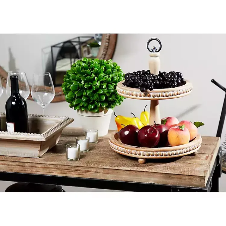 Serving & Entertaining-Kirklands Home Birch Wood Tiered Tray Brown