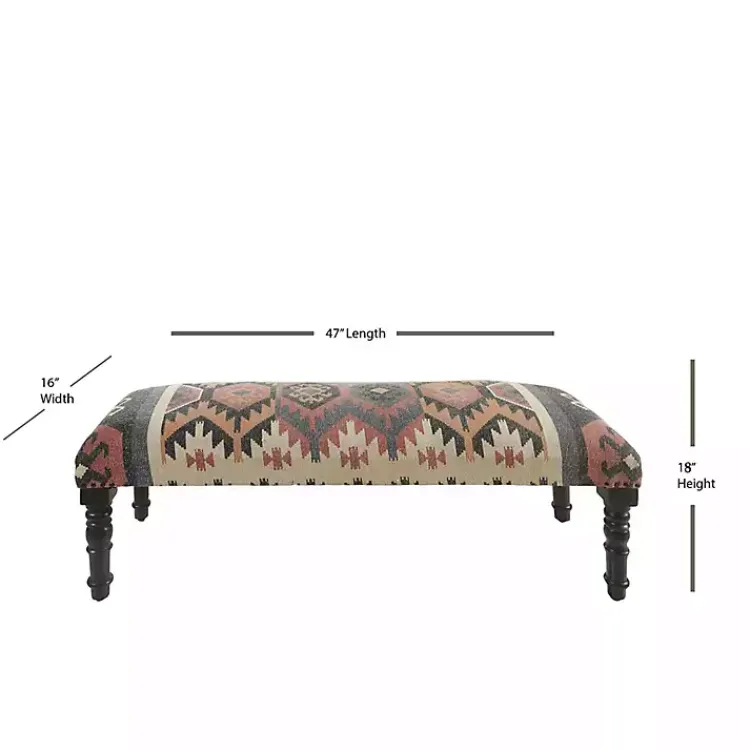 Benches & Ottomans-Kirklands Home Multicolor Southwestern Geometric Bench