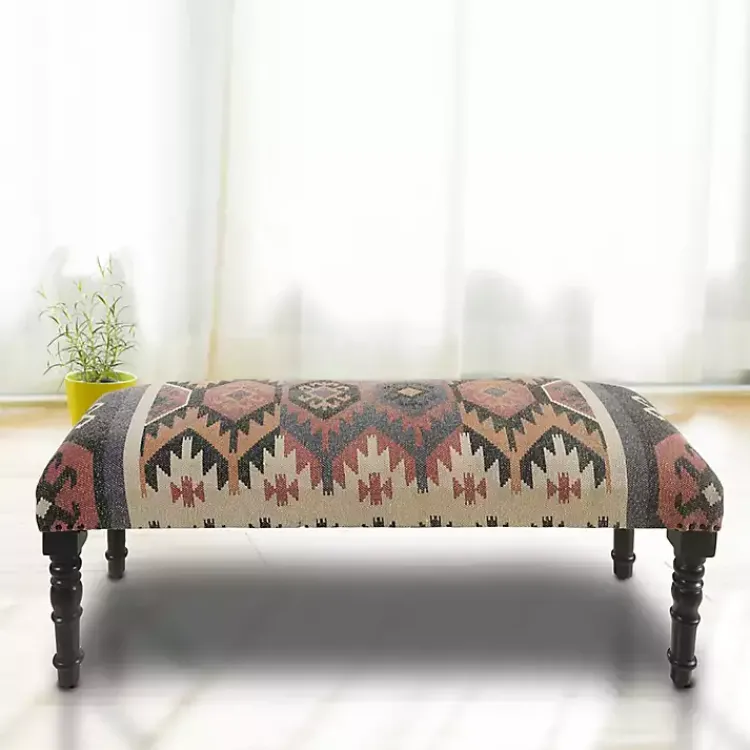 Benches & Ottomans-Kirklands Home Multicolor Southwestern Geometric Bench