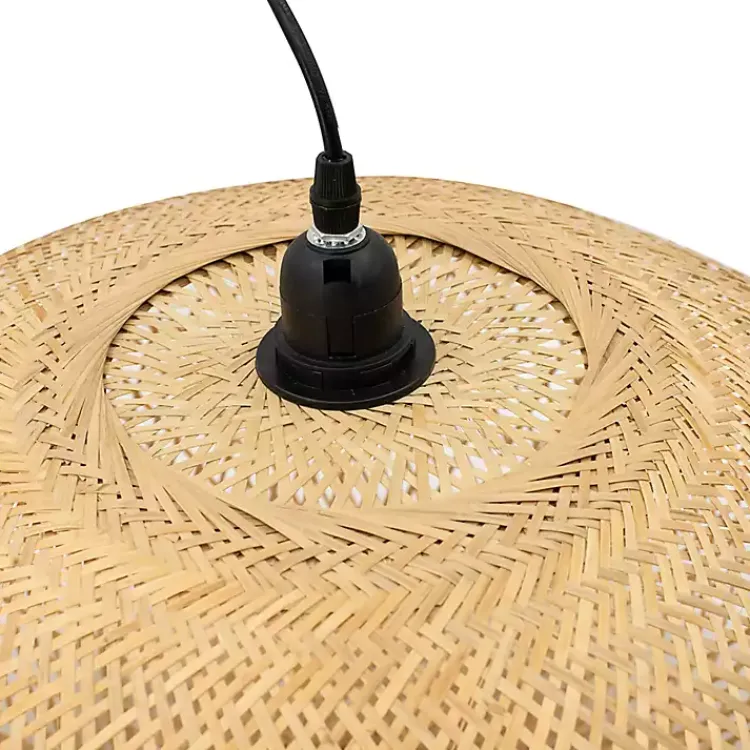 Chandeliers & Pendant Lighting-Kirklands Home Natural Wide Woven Bamboo Globe Pendant Light