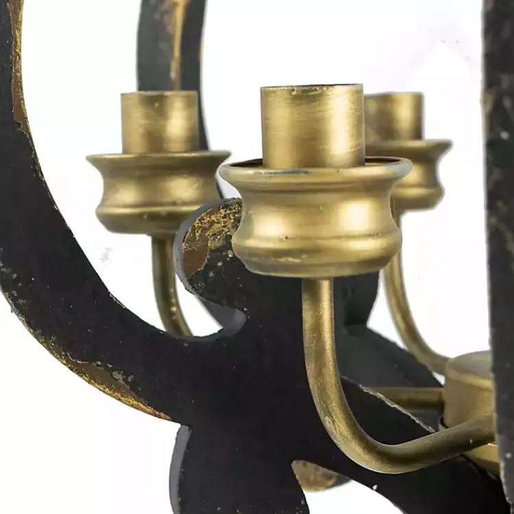 Chandeliers & Pendant Lighting-Kirklands Home Black Distressed Gold Chandelier