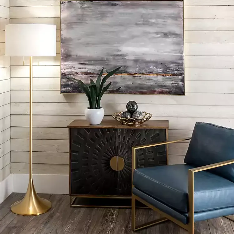 Floor Lamps-Kirklands Home Gold Sleek Modern Floor Lamp White