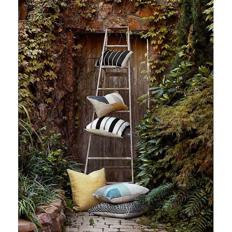 Outdoor Cushions & Pillows-Kirklands Home Teal and Brown Abstract Outdoor Pillow