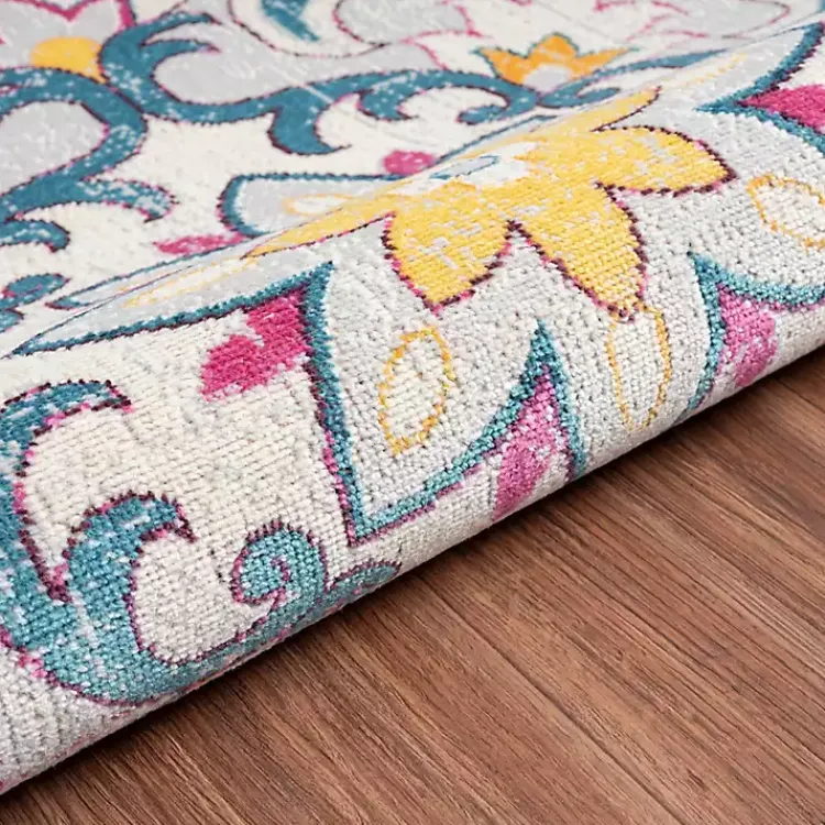 Outdoor Rugs-Kirklands Home Blue Floral Medallion Outdoor Area Rug, 7x9