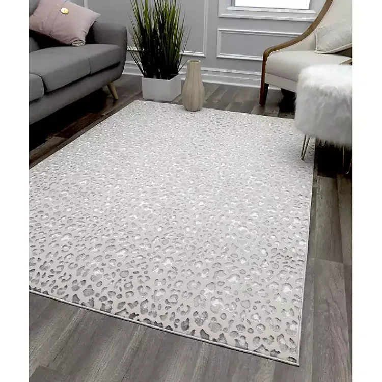 Area Rugs-Kirklands Home Light Leopard Textured Area Rug, 8x10 Gray