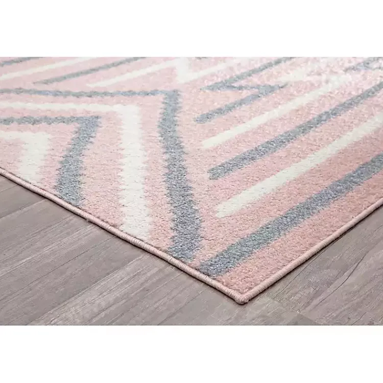 Area Rugs-Kirklands Home Pink and Gray Zigzag Area Rug, 8x10