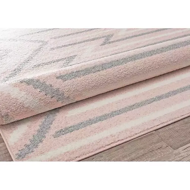Area Rugs-Kirklands Home Pink and Gray Zigzag Area Rug, 8x10